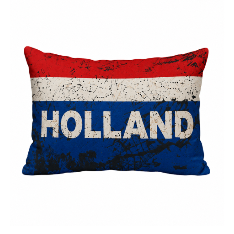 Holland Style kussensloop in rood, wit en blauw met grote Holland-opdruk