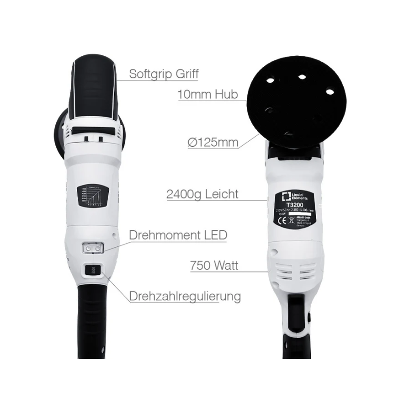  Liquid Elements T3200 Excentrische Polijstmachine voor een professionele lakafwerking.