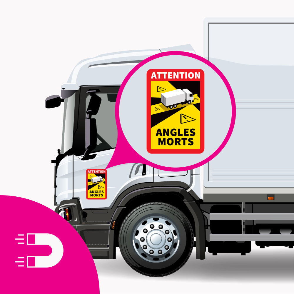 Magnetic plate Blind spot - Attention Angles Morts Truck