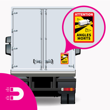 Magnetic plate Blind spot - Attention Angles Morts Truck