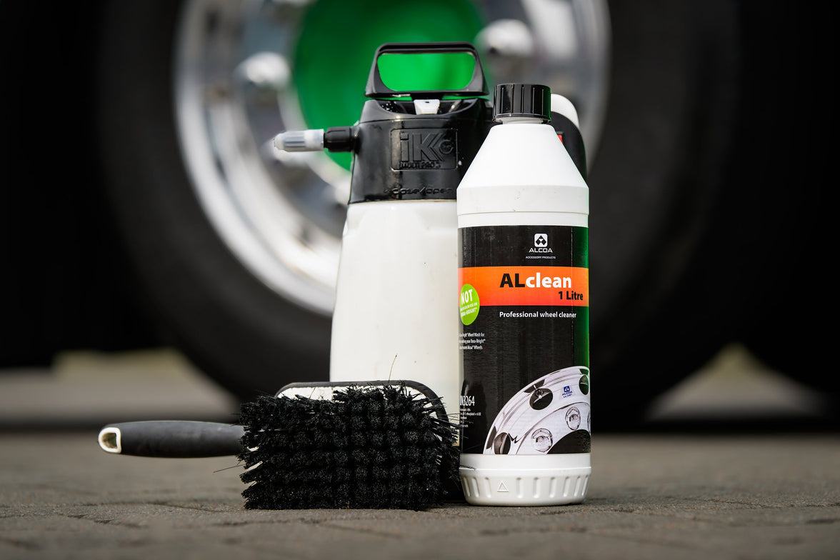 Alcoa Velgenreinigingsset – ALclean 1L + ALbrush2 + IK Multi 1.5 Drukspuit