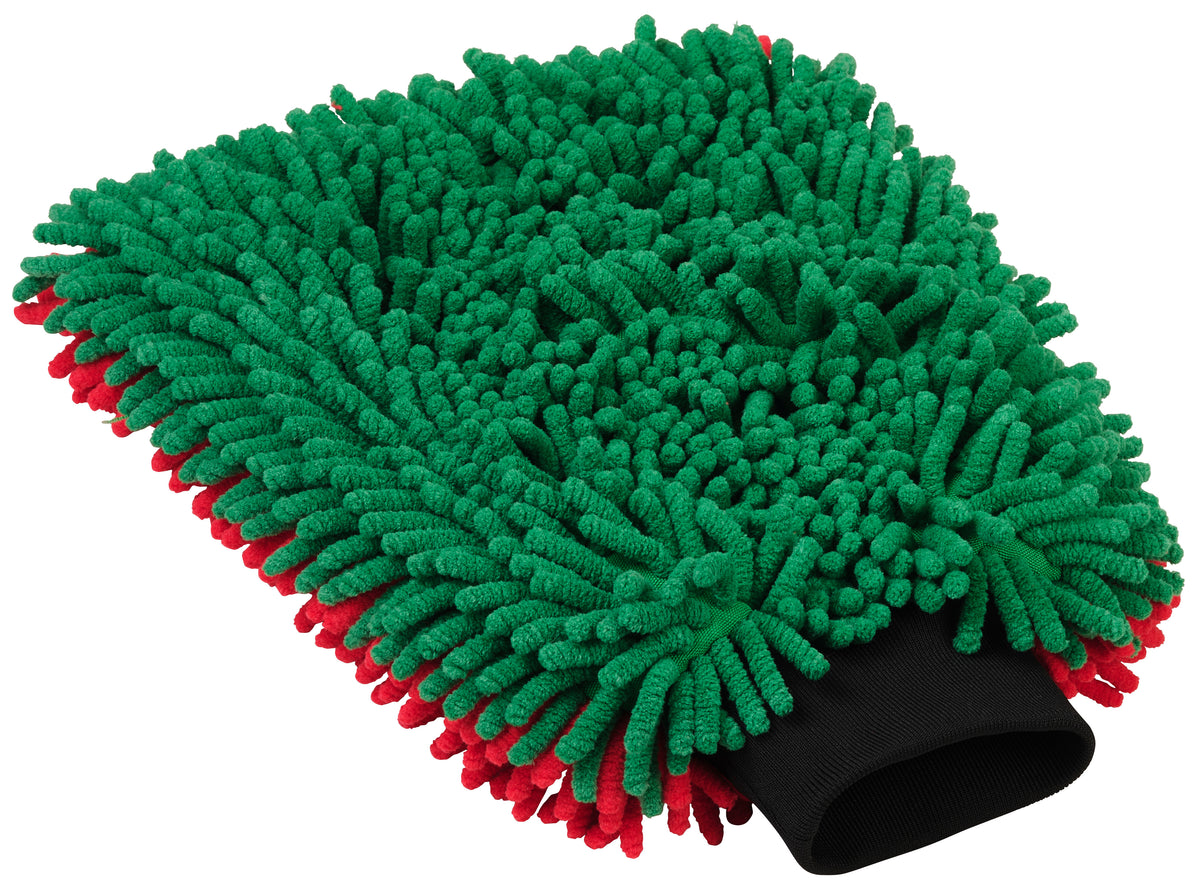 Vikan Transport microvezel washandschoen in groen met rode rand, 23 x 30 cm